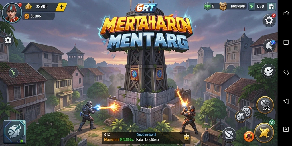 Tampilan gameplay menara dan strategi dalam 6RT.