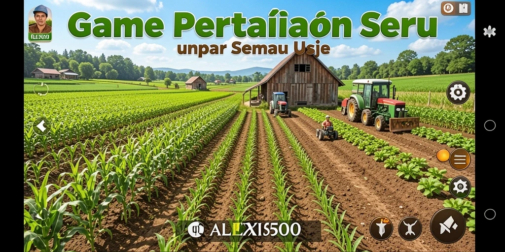 Gameplay seru ALEXIS500 dengan suasana pertanian yang asri.