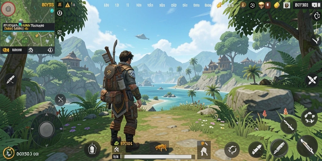 Screenshot gameplay menunjukkan dunia terbuka yang luas dan indah.