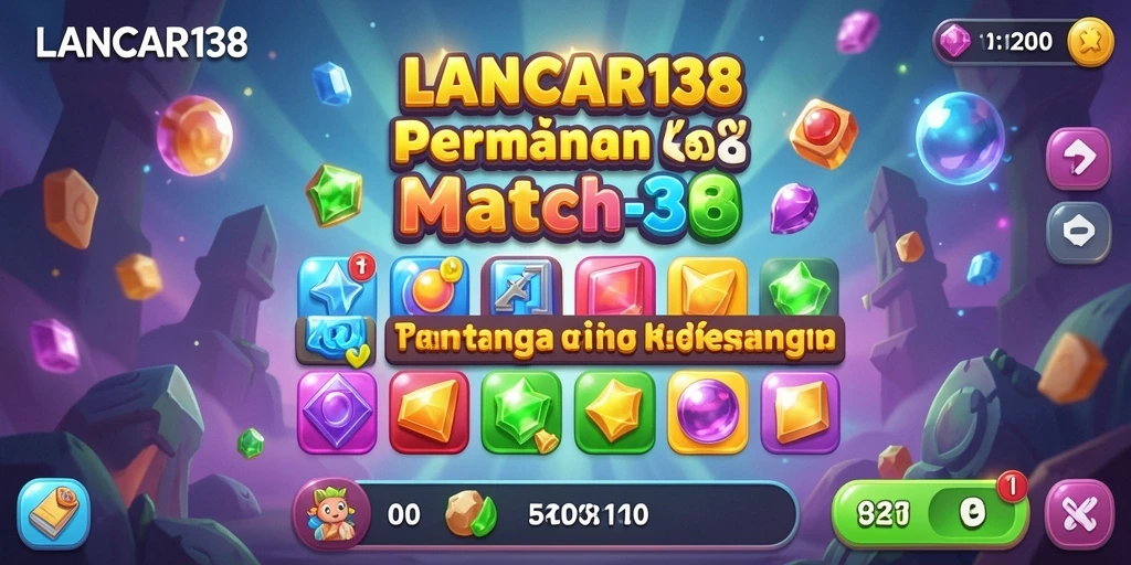 Tampilan gameplay seru di LANCAR138 dengan elemen Match-3 yang berwarna-warni.