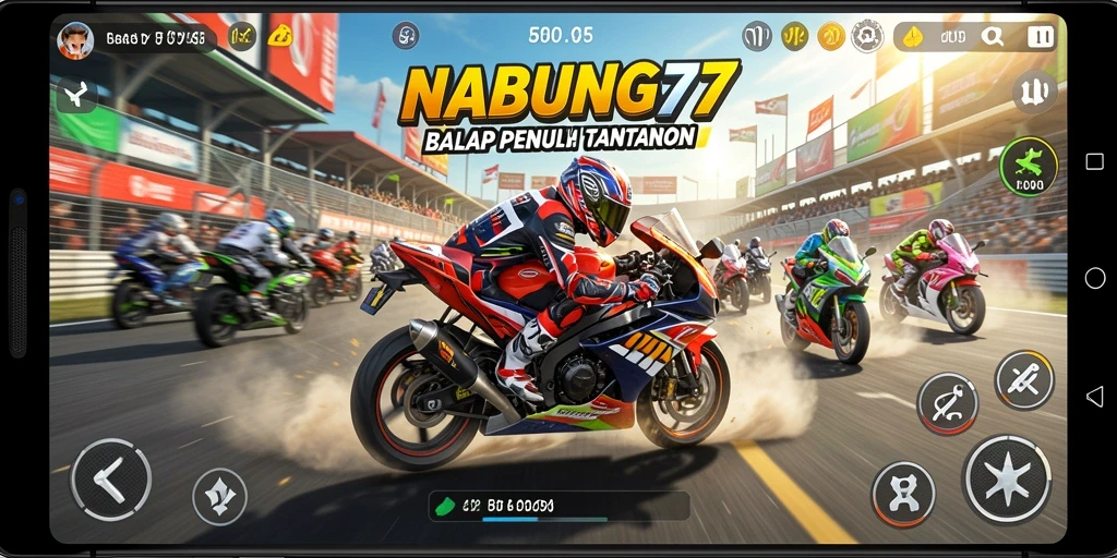 Tangkapan layar NABUNG77 menampilkan aksi balapan motor yang mendebarkan.