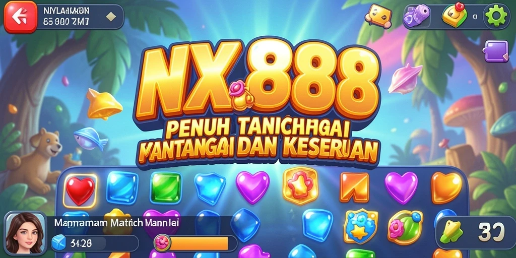 Tangkapan layar gameplay NX888 yang menampilkan aksi Match-3 yang seru.