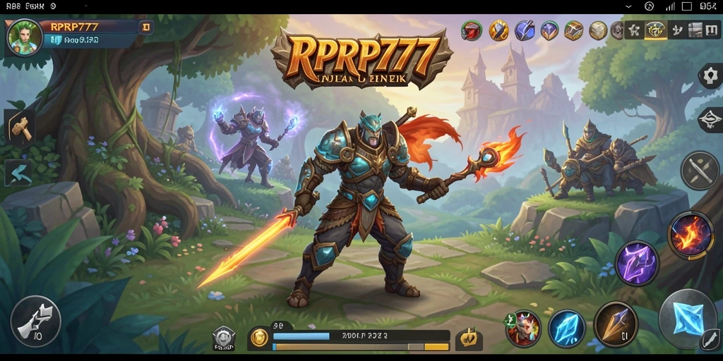 Screenshot gameplay RPRP777 menampilkan pertempuran seru di dunia RPG.