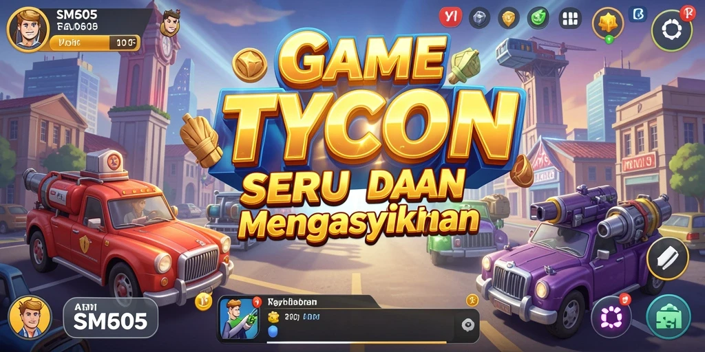 Screenshot utama SM605 menampilkan pengalaman gameplay Tycoon yang seru.